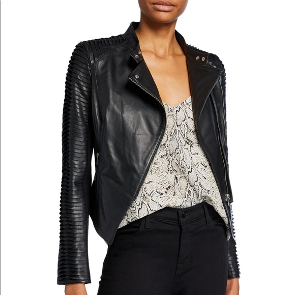 Lamarque Azra Leather Moto Jacket 